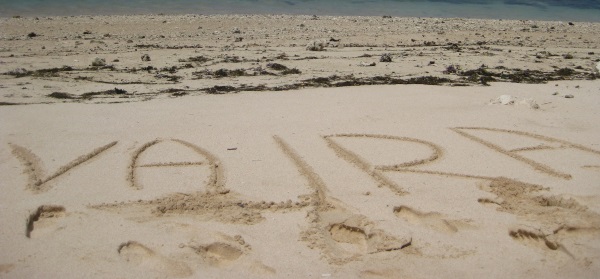 I first wrote out my company name on a beach in Bali. Vajra means “diamond” in Sanskrit